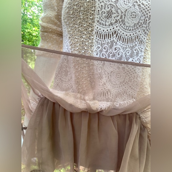 Ryu Cream and Brown Cowl Neck Sweater with Cable Knit Design - Picture 5 of 9